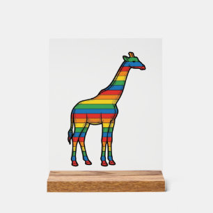 Girafe Arc-en-ciel Gravure Vintage Vector Design_1