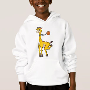 Girafe au basket-ball avec cerceau de basket-ball