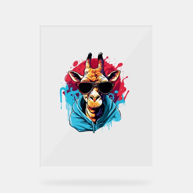 Girafe Avec Lunettes De Soleil Couleurs Lumineuses (Recto)