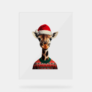 Girafe Avec Noël Chapeau Safari Noël Safari Xmas S