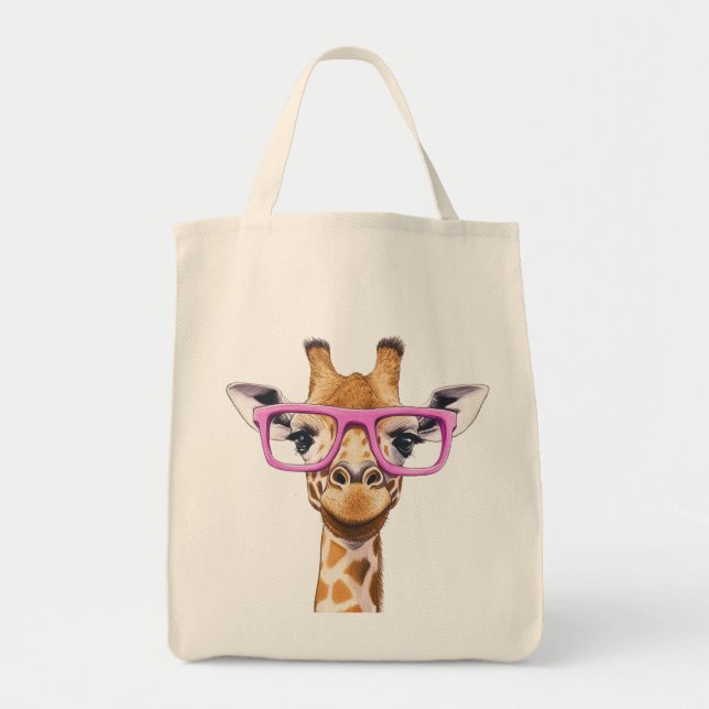 Girafe avec Sac fourre-tout de lunettes roses (Devant)