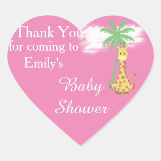 girafe baby shower rose merci stickers