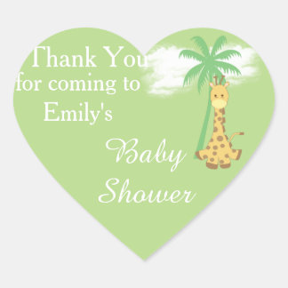 girafe baby shower vert merci autocollants