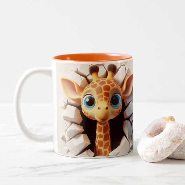 Girafe Bébé en 3D Café chaud Coffee Animaux Mug (Avec donut)