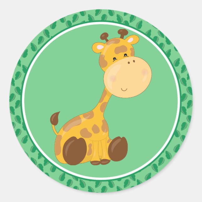 Girafe | Bébé Safari Animaux Sticker rond (Devant)