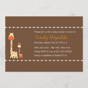 Girafe de bébé de la maman n - invitations Brown