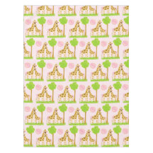 Girafe de Cocos et nappe de coton de roses pâles