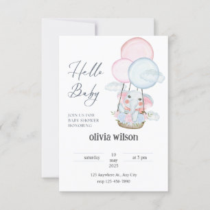girafe éléphant conception bébé Invitation