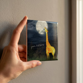 Girafe et Lune | Carreau Photo en Céramique Person