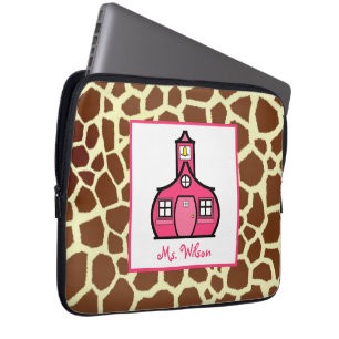 Girafe et sac rose de l'électronique pour des