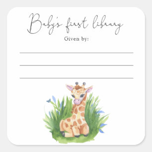 Girafe - Étiquette de livre pour baby shower, livr