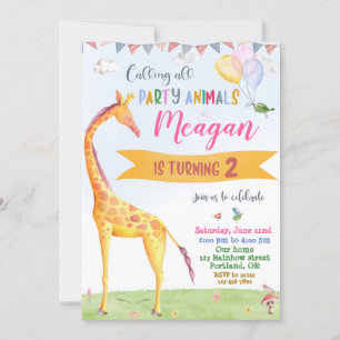 Girafe invitation anniversaire Safari jungle fête