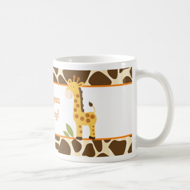 Girafe Jaune/Orange Cute Mug Photo Personnalisée (Droite)