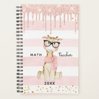 Girafe mignonne avec lunettes Math enseignant plan