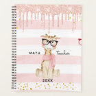Girafe mignonne avec lunettes Math enseignant plan