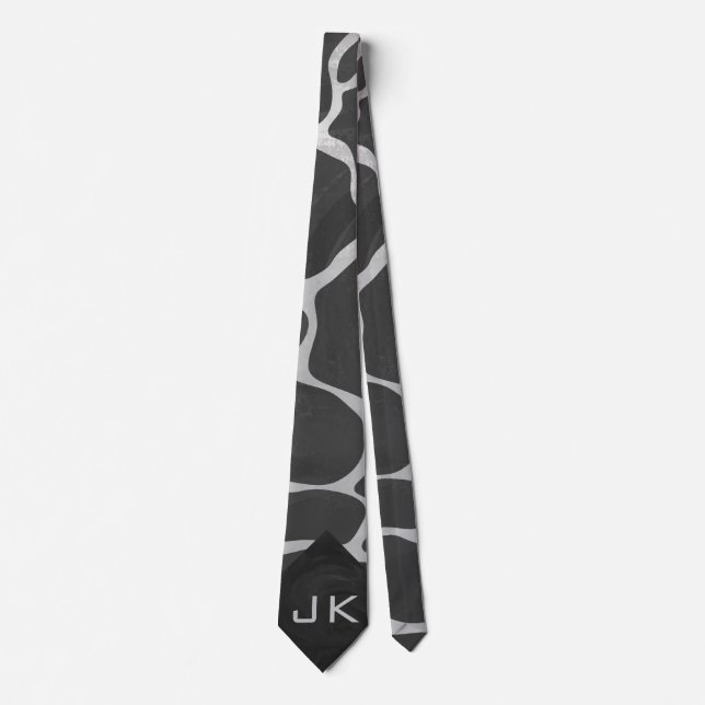 Girafe noir et gris clair Cravate d'impression (Devant)