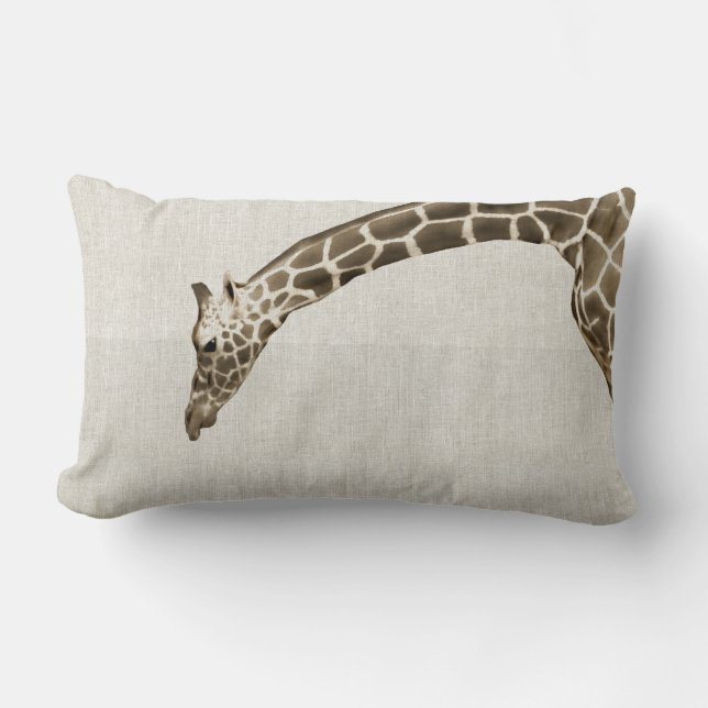 Girafe sur Linen Stripes Décorateur Coussin d'acce (Recto)