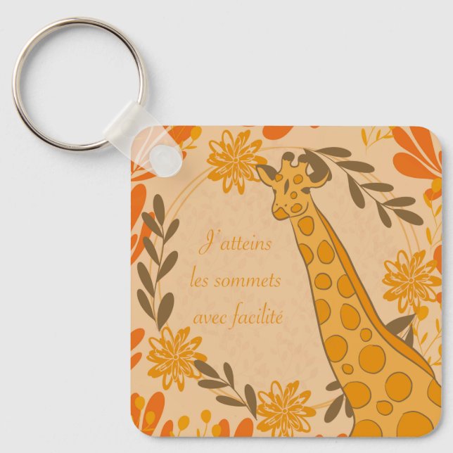 girafe,totem animal,chakra,affirmation positive keychain (Front)
