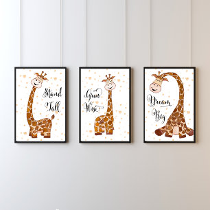 Girafe Trois Imprimantes Pépinière Enfants Mur Art