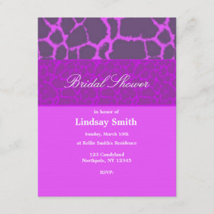 Girafe violet Motif Invitation à la douche nuptial