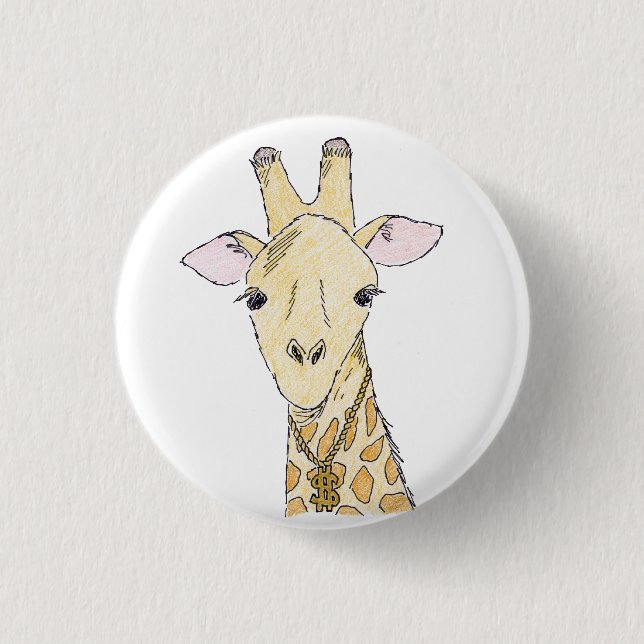 giraffe 1 inch round button (Front)