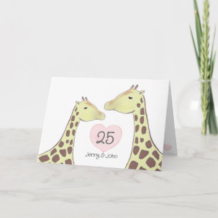 Giraffe 25th Silver Wedding Anniversary Card
