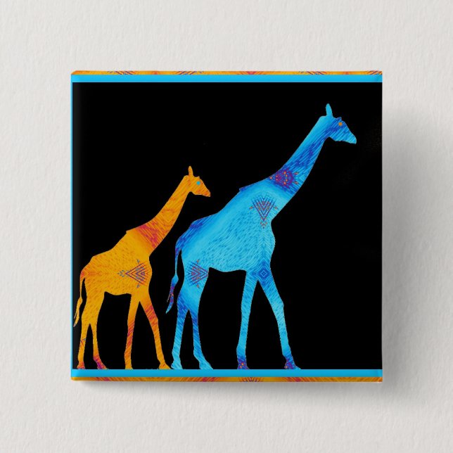 Giraffe 2 Inch Square Button (Front)