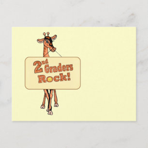 Giraffe “2nd Graders Rock” Design Postcard