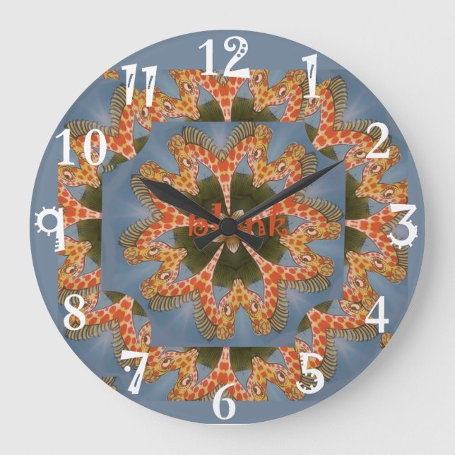 Giraffe Abstract Art Print Large Clock (Front)