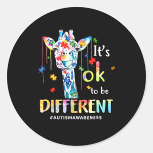 Giraffe Acceptance Kids Boys Girls Its Ok To Be Di Classic Round Sticker