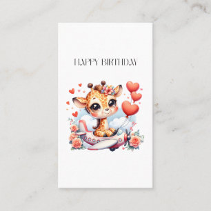Giraffe Airplane Birthday Business Card