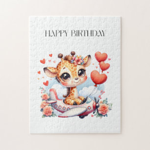 Giraffe Airplane Birthday Jigsaw Puzzle