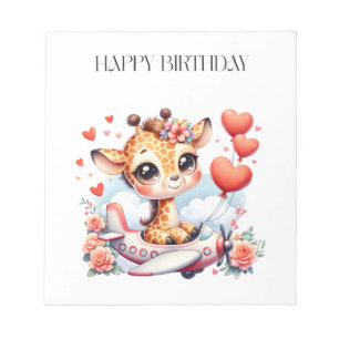 Giraffe Airplane Birthday Notepad