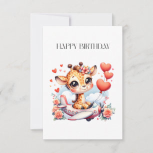 Giraffe Airplane Birthday RSVP Card