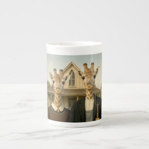 Giraffe American Gothic Farmstead Bone China Mug