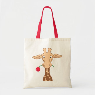 Giraffe and a Rose Tote Bag