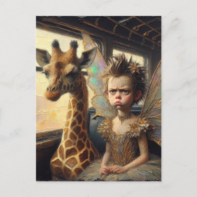 Giraffe and Annoyed Fairy Postcard (Front)