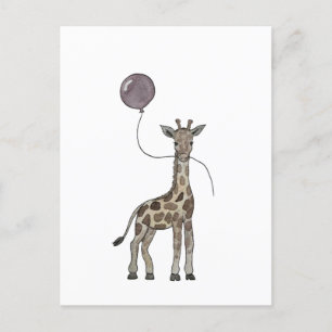 giraffe and balloons postcard