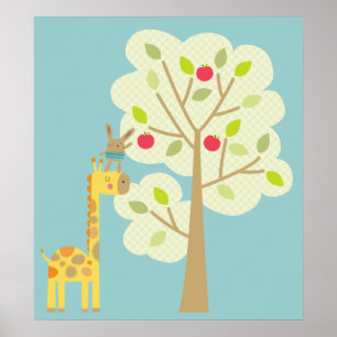 Giraffe and Bunny Poster