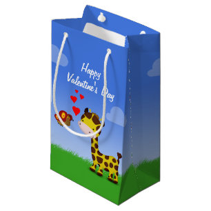Giraffe and Butterfly Valentine's Day Small Gift Bag