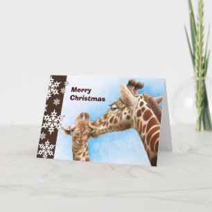 Giraffe and Calf Christmas Card