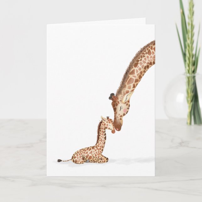 Giraffe and calf close up Mother's Day Card (Front)