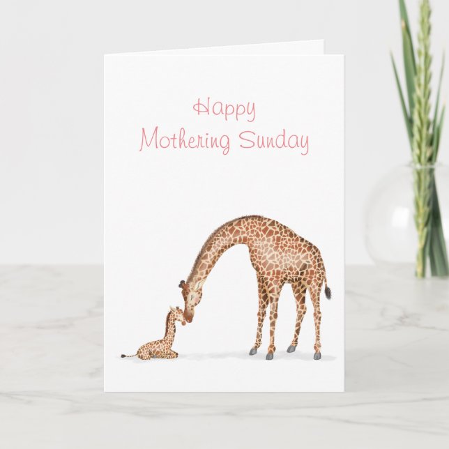 Giraffe and calf Mothering Sunday card (Front)