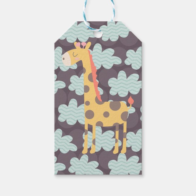 Giraffe and Clouds Gift Tags (Front)