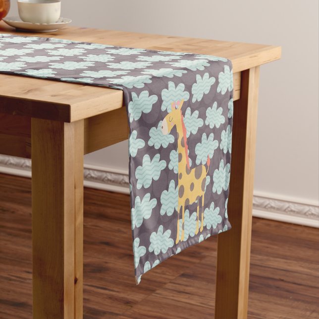 Giraffe and Clouds Short Table Runner (In Situ)