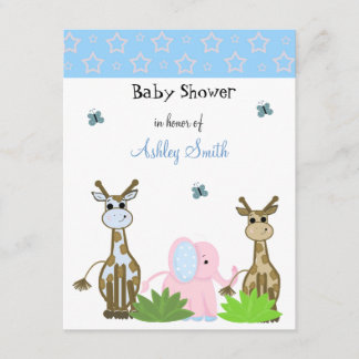 Giraffe and Elephant Baby Shower Invitation
