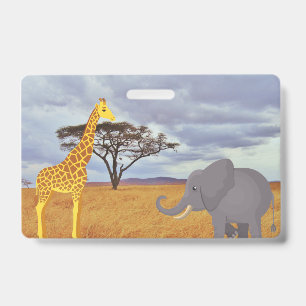 giraffe and elephant in the safari badge