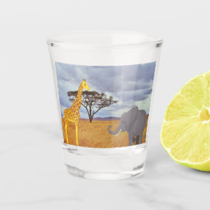 giraffe and elephant in the safari shot glass