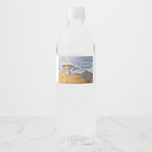 giraffe and elephant in the safari water bottle label