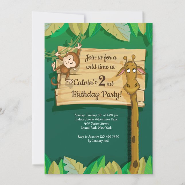 Giraffe and Friend Invitation (Front)